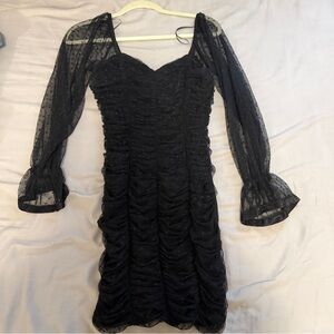 Haute Monde Black Ruched Long Sleeve Dress